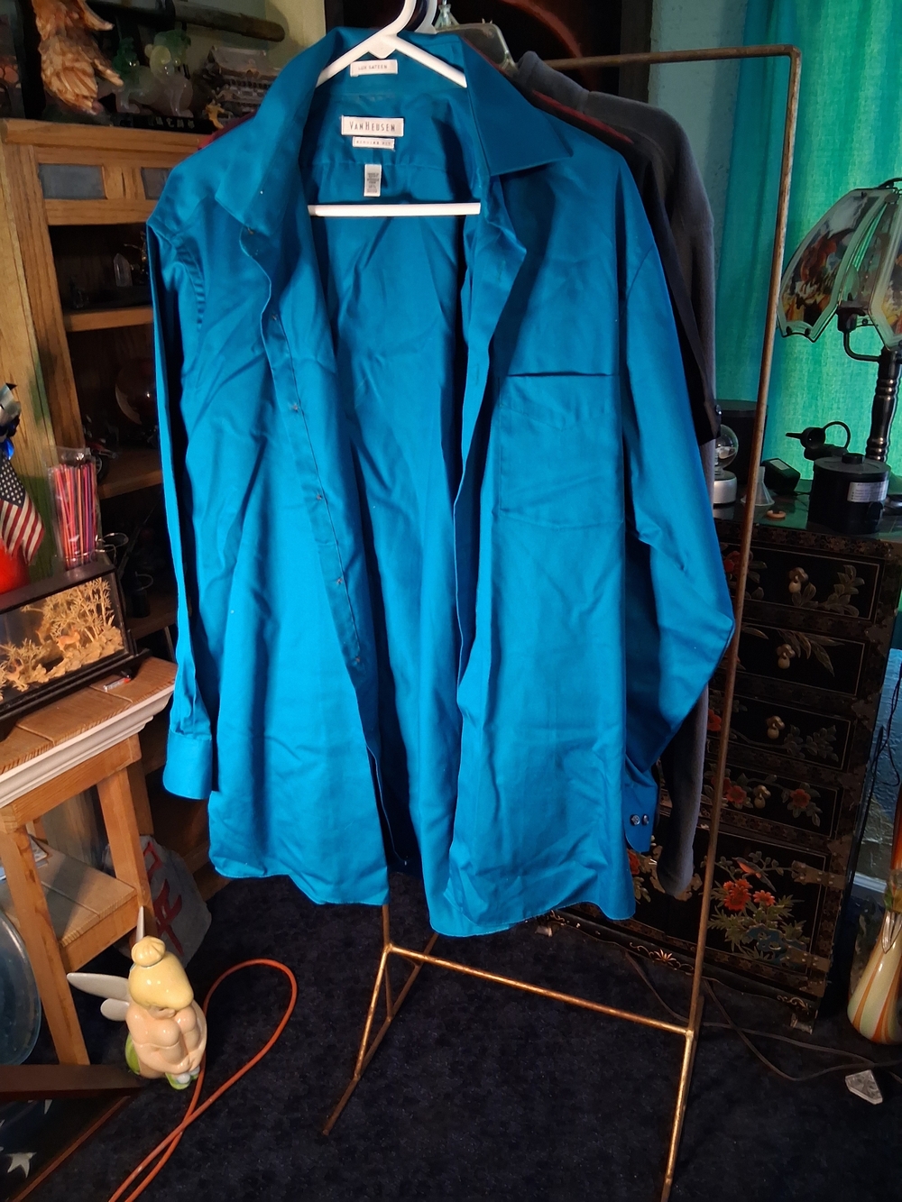 Van Heusen Men's Teal Dress Shirt - Button Front